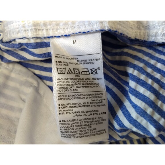 Old Navy OG Chino Womens Shorts Medium Seersucker Blue White Stripes Pockets Zip - Picture 7 of 16